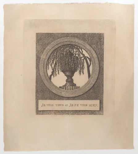 I see everything and I see nothing (Je vois tout et je ne vois rien), with hidden silhouettes of the French royal family by D. Martin, print, 1796