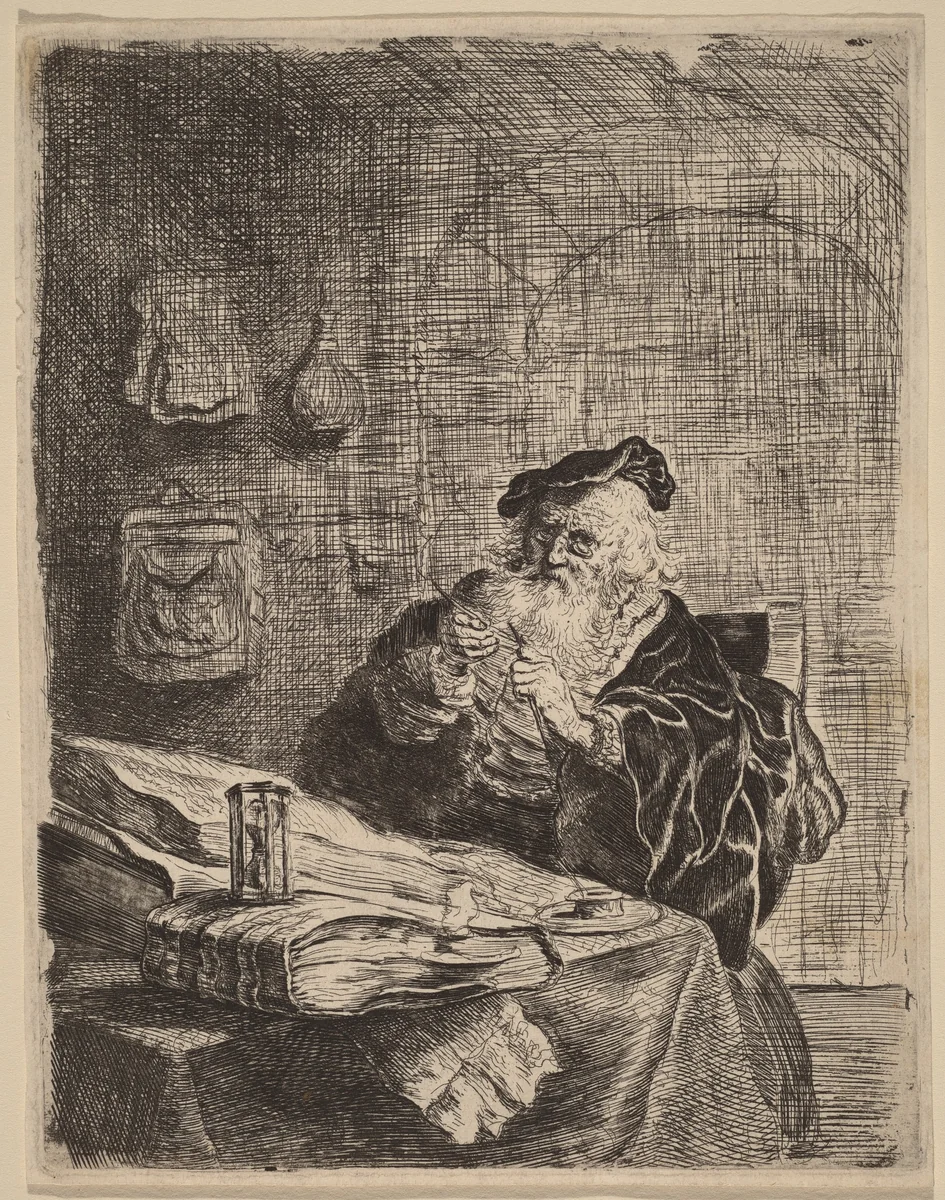 Man with a Penknife by Salomon Koninck, print, 1609-1656