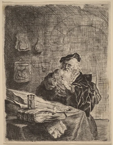 Man with a Penknife by Salomon Koninck, print, 1609-1656
