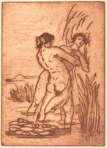 Couple Standing in Water by Emile Bernard, print, 1915