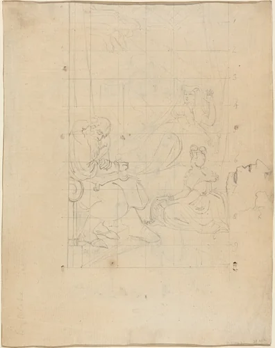 Queen Katherine's Dream [recto] by William Blake; Henry Fuseli, drawing, 1804