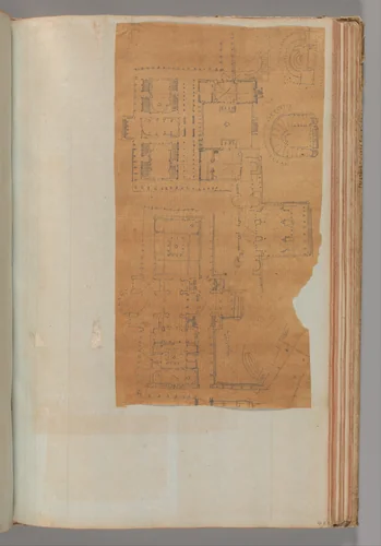 Page from a Scrapbook containing Drawings and Several Prints of Architecture, Interiors, Furniture and Other Objects by Charles Percier, book, 1795-1805
