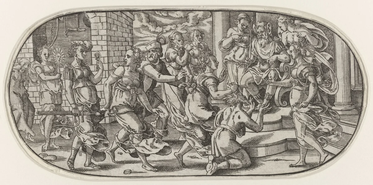Laster van Apelles by anonymous, print, 1549-1584