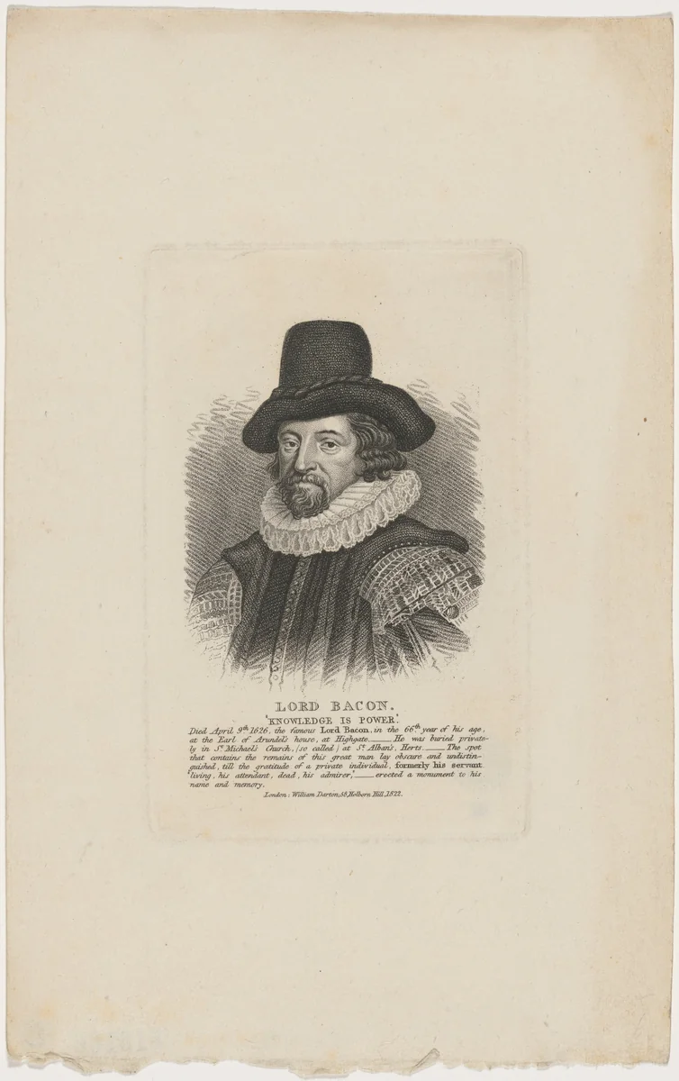 Lord Bacon, "Knowledge is Power" by William Darton, print, 1822