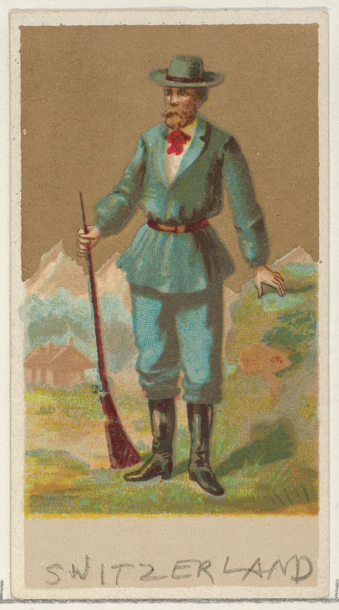 Switzerland, from the Natives in Costume series (N16), Teofani Issue, for Allen & Ginter Cigarettes Brands by Allen & Ginter, print, 1886-1900