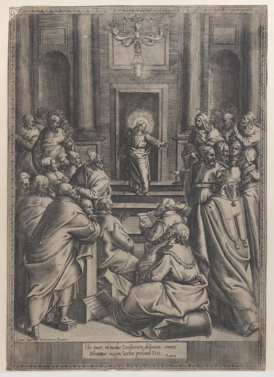Christ Disputing in the Temple by Orazio de Santis, print, 1568-1577