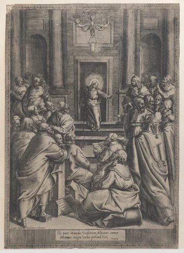 Christ Disputing in the Temple by Orazio de Santis, print, 1568-1577