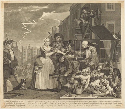 A Rake's Progress: pl.4 by William Hogarth, print, 1735