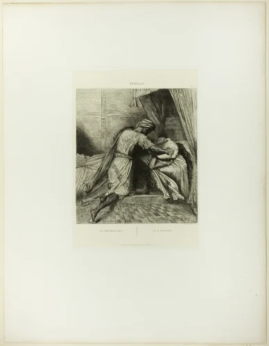 He Smothers Her, plate thirteen from Othello by Théodore Chassériau, print, 1844