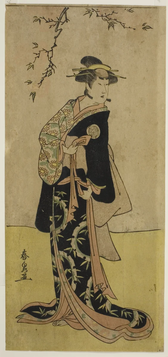 The Actor Yamashita Mangiku I as Lady Yuya (Yuya Gozen) (?) in the Play Heike Hyobanki (?), Performed at the Nakamura Theater (?) in the Seventh Month, 1789 (?) by Katsukawa Shunsen, print, 1784-1794