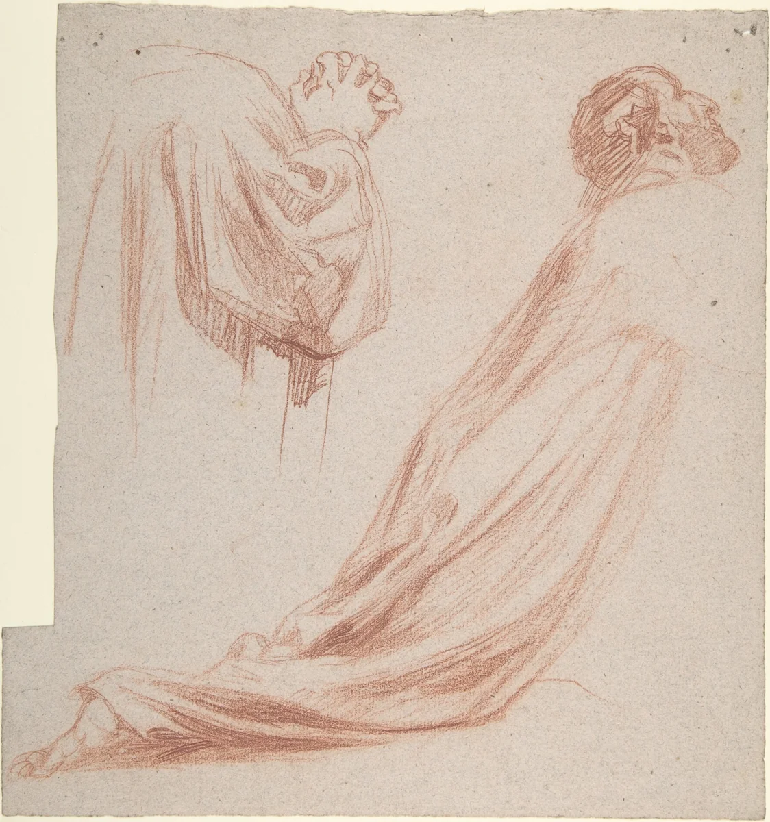 Two Kneeling Figures by Alexandre Laemlein, drawing, 1830-1871