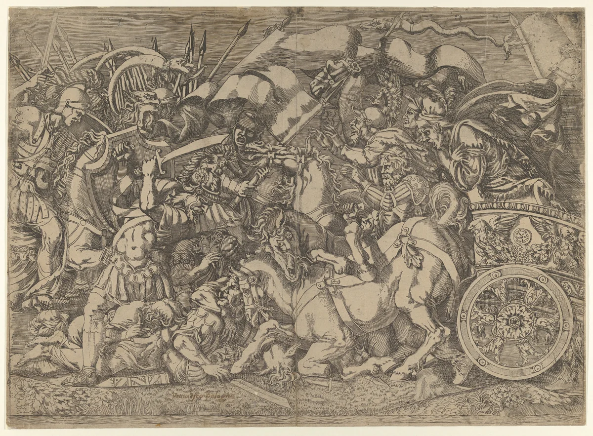 A Battle by Antonio Fantuzzi, print, 1540-1545