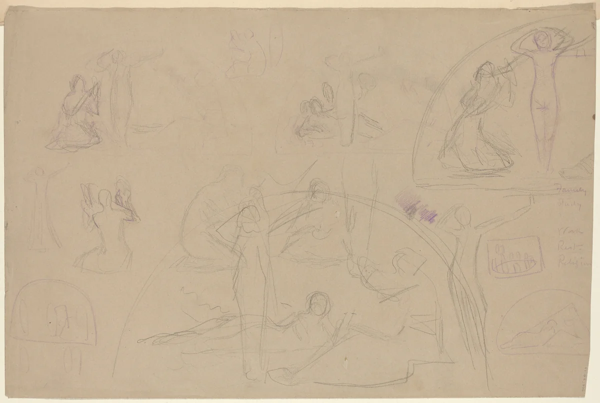 Studies for a Lunette [verso] by Charles Sprague Pearce, drawing, 1890-1897