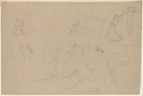 Studies for a Lunette [verso] by Charles Sprague Pearce, drawing, 1890-1897