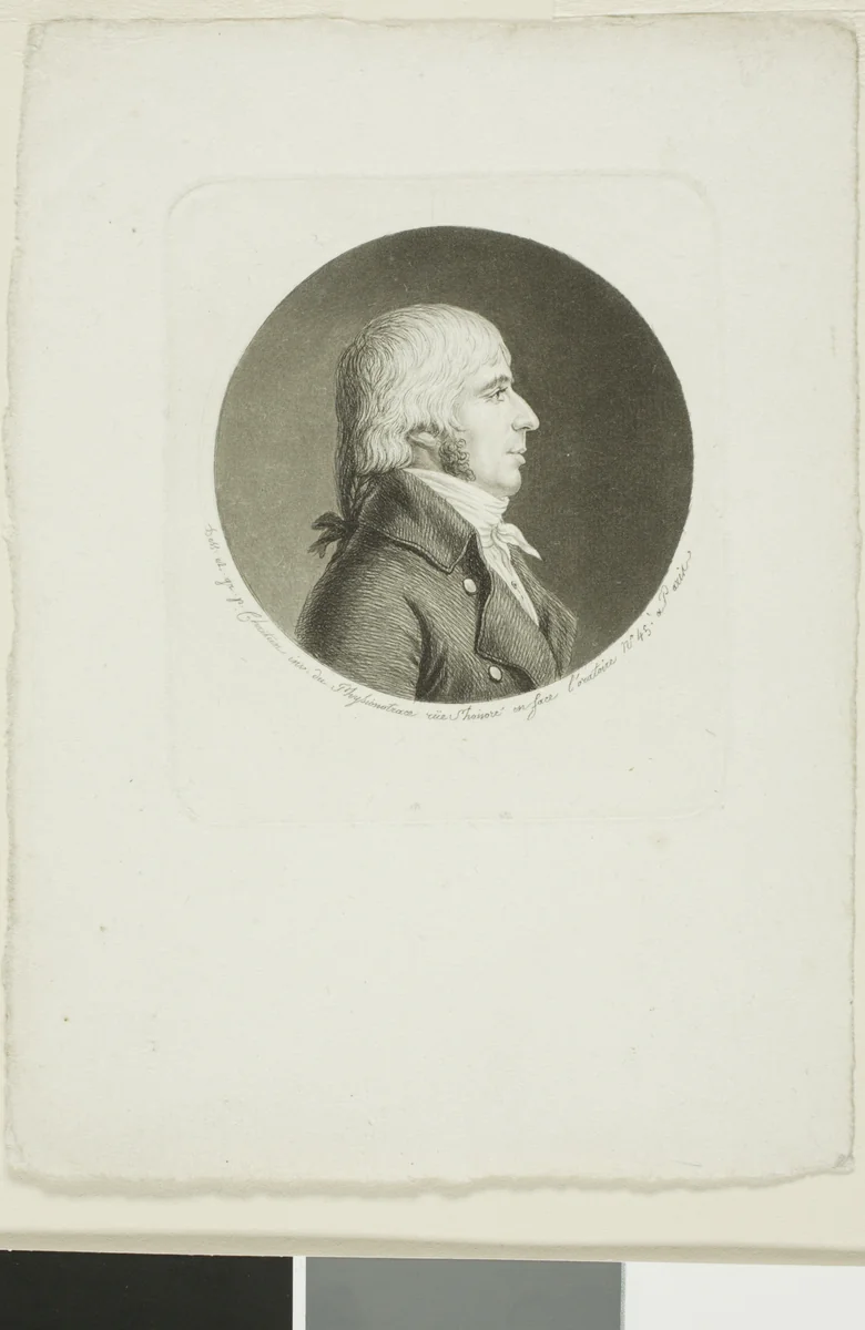 Portrait of a Man with White Hair in a Pigtail by Giles Louis Chrétien, print, 1774-1811