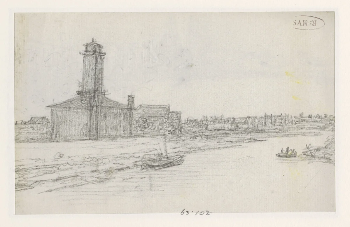 Gezicht op de Pompe à feu du Gros Caillou by Georges Michel, drawing, 1773-1843