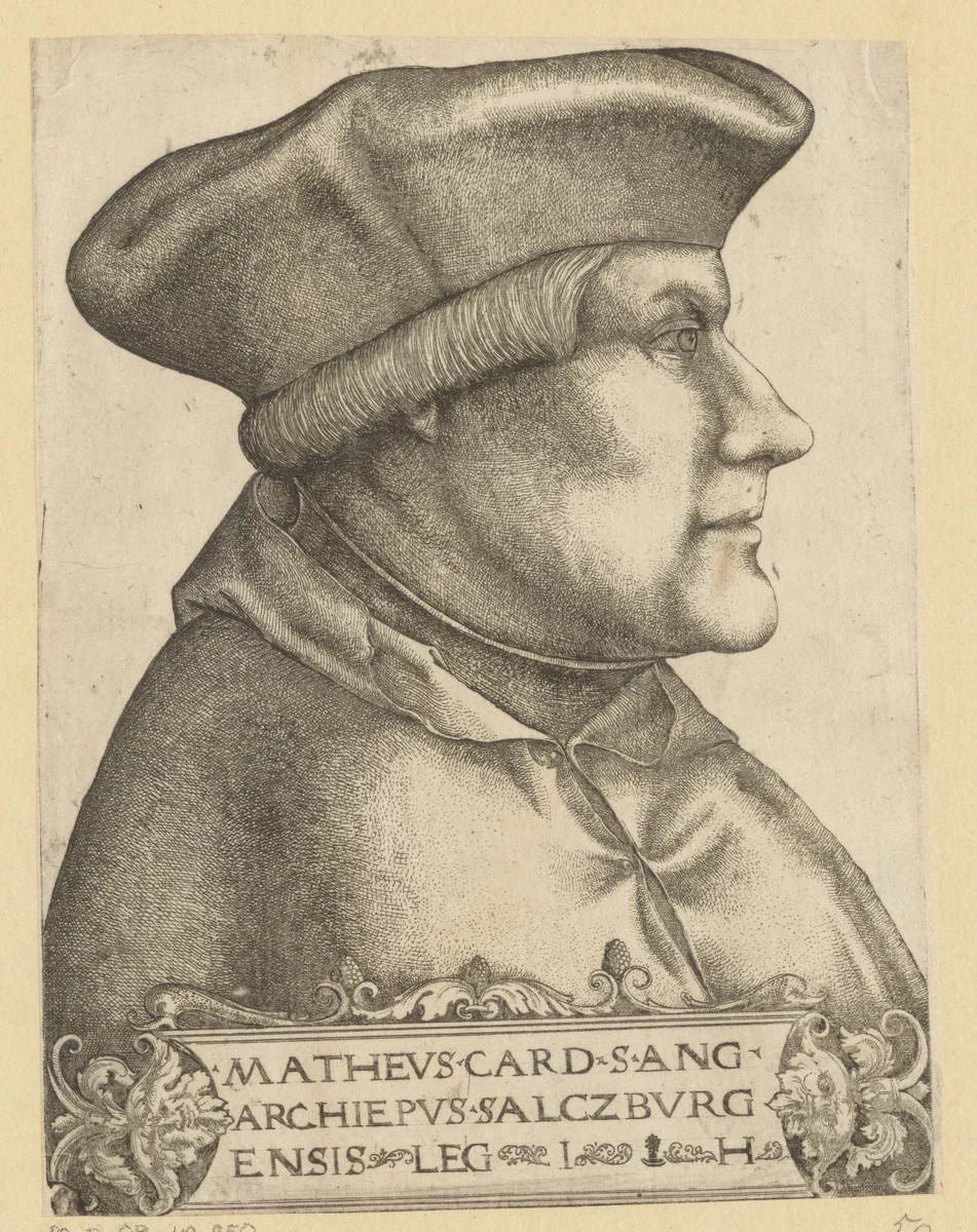 Portret van Matthaeus Lang by Hieronymus Hopfer, print, 1520-1550