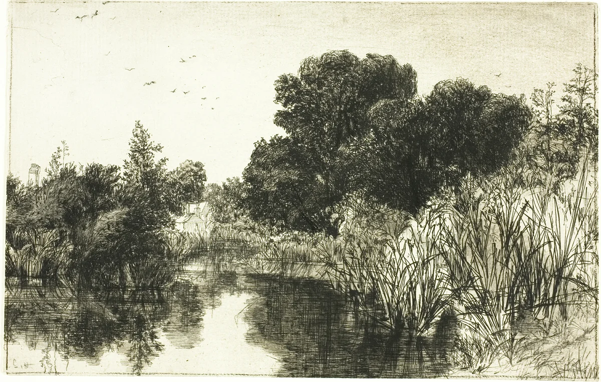 Shere Mill Pond, No. II (large plate) by Francis Seymour-Haden, print, 1855-1865