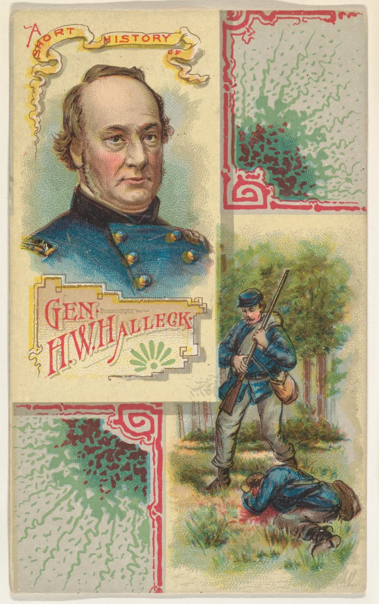 A Short History of General H. W. Halleck, from the Histories of Generals series (N114) issued by W. Duke, Sons & Co. to promote Honest Long Cut Smoking and Chewing Tobacco by W. Duke, Sons & Co., print, 1888