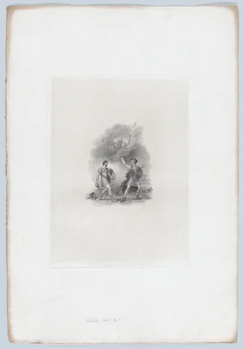 Macbeth and Macduff (Shakespeare, Macbeth, Act 5, Scene 8) by Joseph Phelps, print, 1827