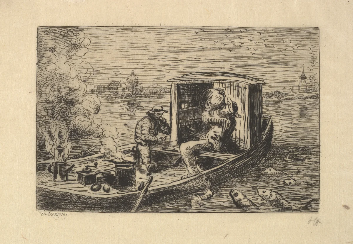 Gobbling a Meal by Charles-François Daubigny, print, 1861