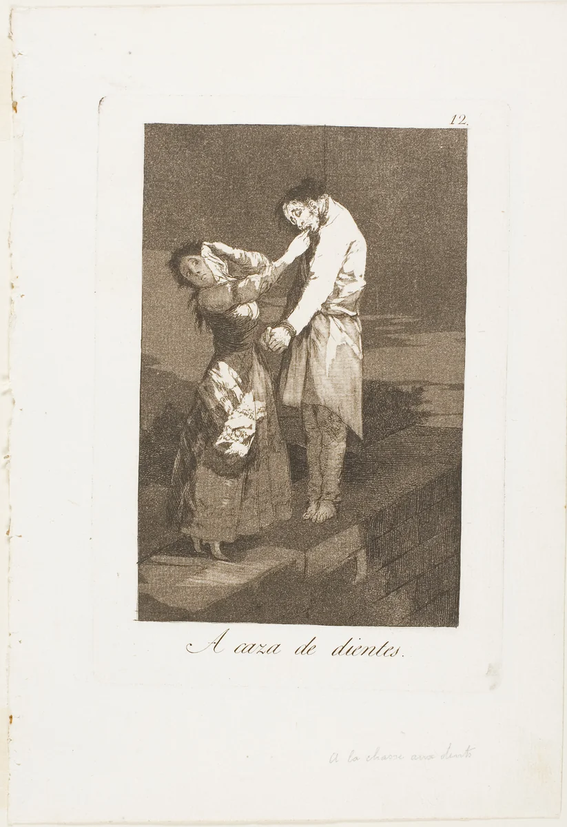 Out Hunting for Teeth, plate twelve from Los Caprichos by Francisco José de Goya, print, 1797-1799