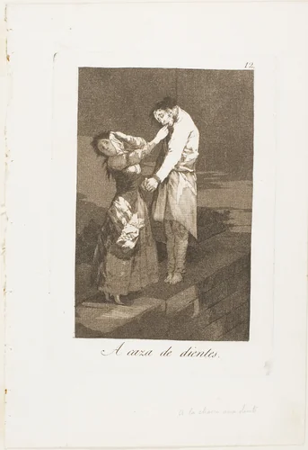 Out Hunting for Teeth, plate twelve from Los Caprichos by Francisco José de Goya, print, 1797-1799