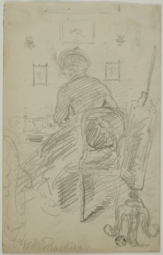Lady Writing (Back View) by William Makepeace Thackeray, drawing, 1831-1863