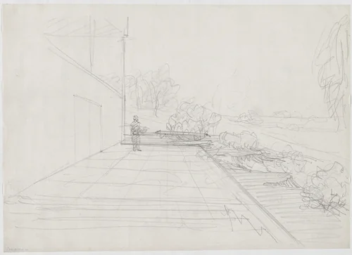 Tugendhat House, Brno, Czech Republic (Perspective sketch) by Ludwig Mies van der Rohe, mies van der rohe archive, 1928