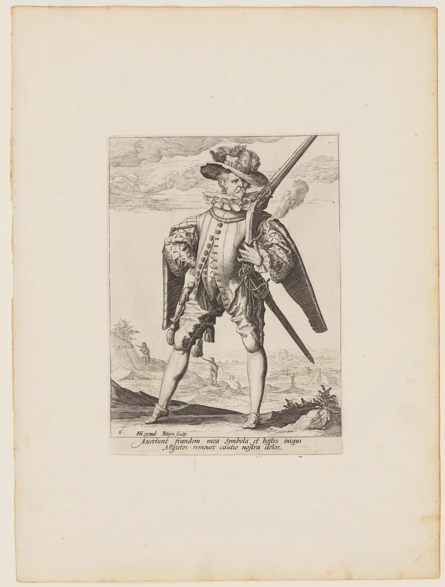 Musketeer, from Officers and Soldiers of the Bodyguard of Emperor Rudolph II by Jacques de Gheyn II, print, 1587