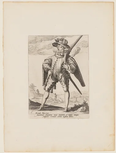 Musketeer, from Officers and Soldiers of the Bodyguard of Emperor Rudolph II by Jacques de Gheyn II, print, 1587