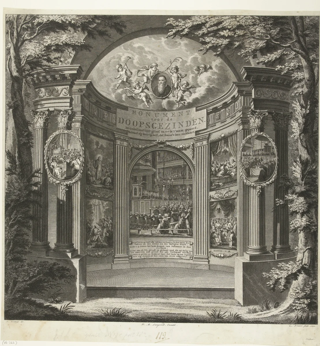 Monument voor de Doopsgezinden by Cornelis Brouwer, print, 1792
