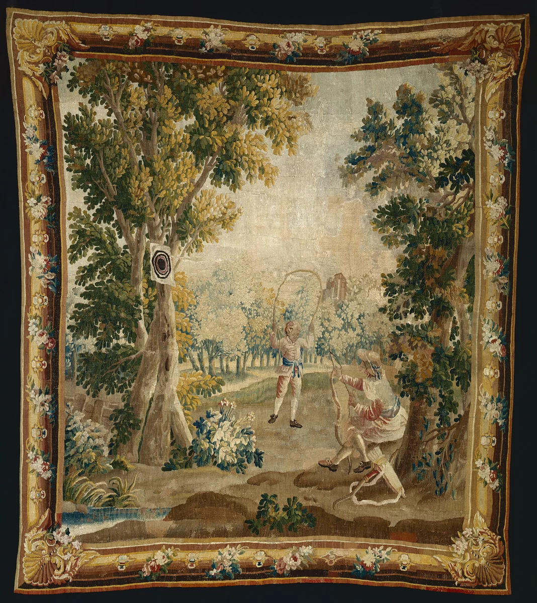 Archery from Amusements Champêtres (Country Sports) by Jacques-Nicolas Julliard, textile, 1760-1800