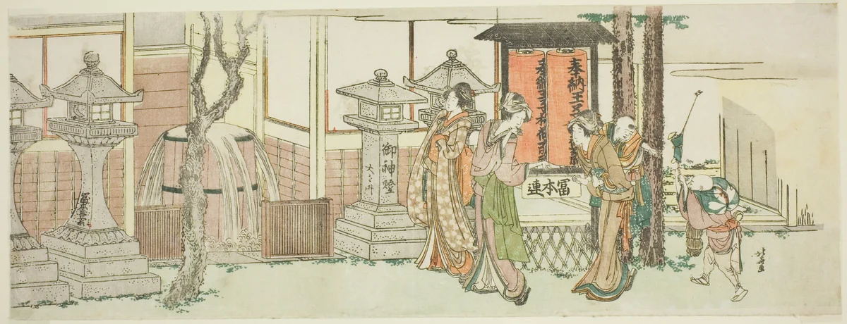 Visiting Oji Inari Shrine by Katsushika Hokusai (葛飾 北斎), print, 1801-1805