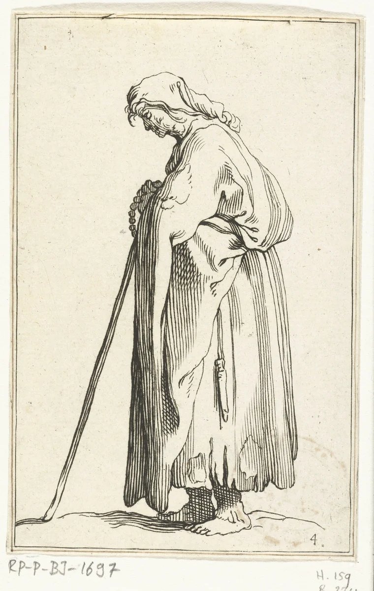 Oude boerenvrouw by Frederick Bloemaert, print, 1635-1669