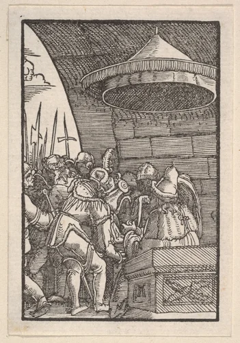 Pilate Washing His Hands, from "The Fall and Salvation of Mankind Through the Life and Passion of Christ" by Albrecht Altdorfer, print, 1508-1518