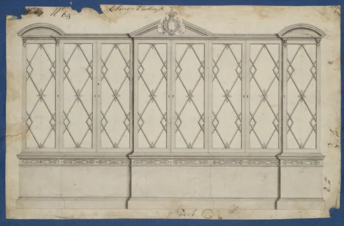 Library Bookcase, from Chippendale Drawings, Vol. II by Thomas Chippendale, drawing, 1753
