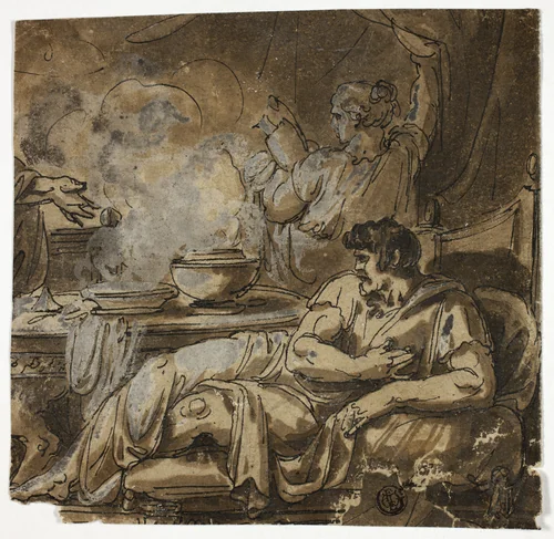Magician Healing Sick Man by Felice Giani, drawing, 1798-1823