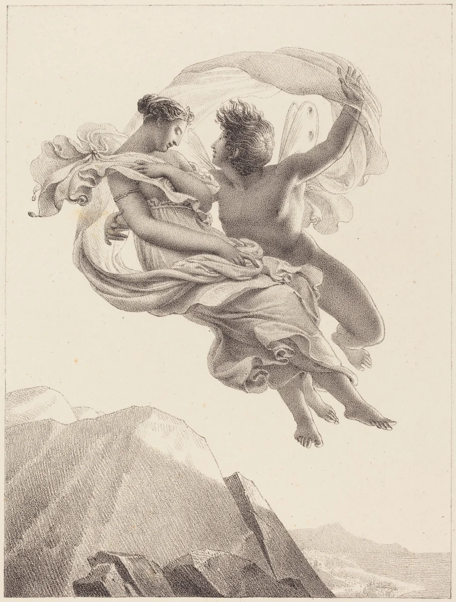 Zephyr and Psyche by Pierre Claude François Delorme, print, 1820-1823