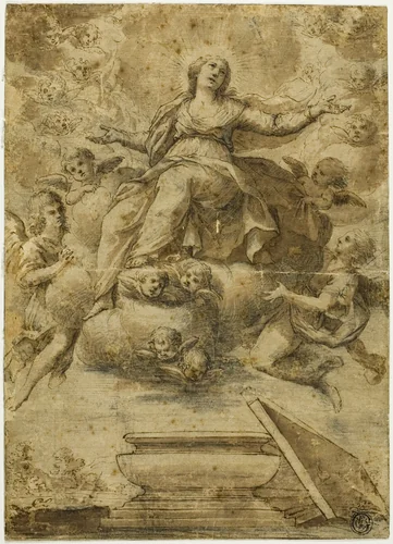 Assumption of the Virgin by Carlo Maratti, drawing, 1632-1700