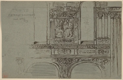Trinity Church, Boston (nave) - Mural Study by John La Farge, drawing, 1876