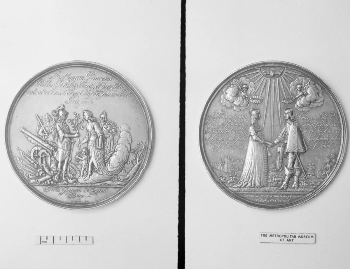 Commemorating Marriage at Whitehall of William II, Prince of Orange-Nassau and Mary, Princess Royal of England, 1641 by Johann Blum, metalwork, 1641