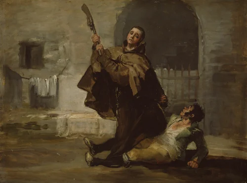 Friar Pedro Clubs El Maragato with the Butt of the Gun by Francisco José de Goya y Lucientes, painting, 1801-1811