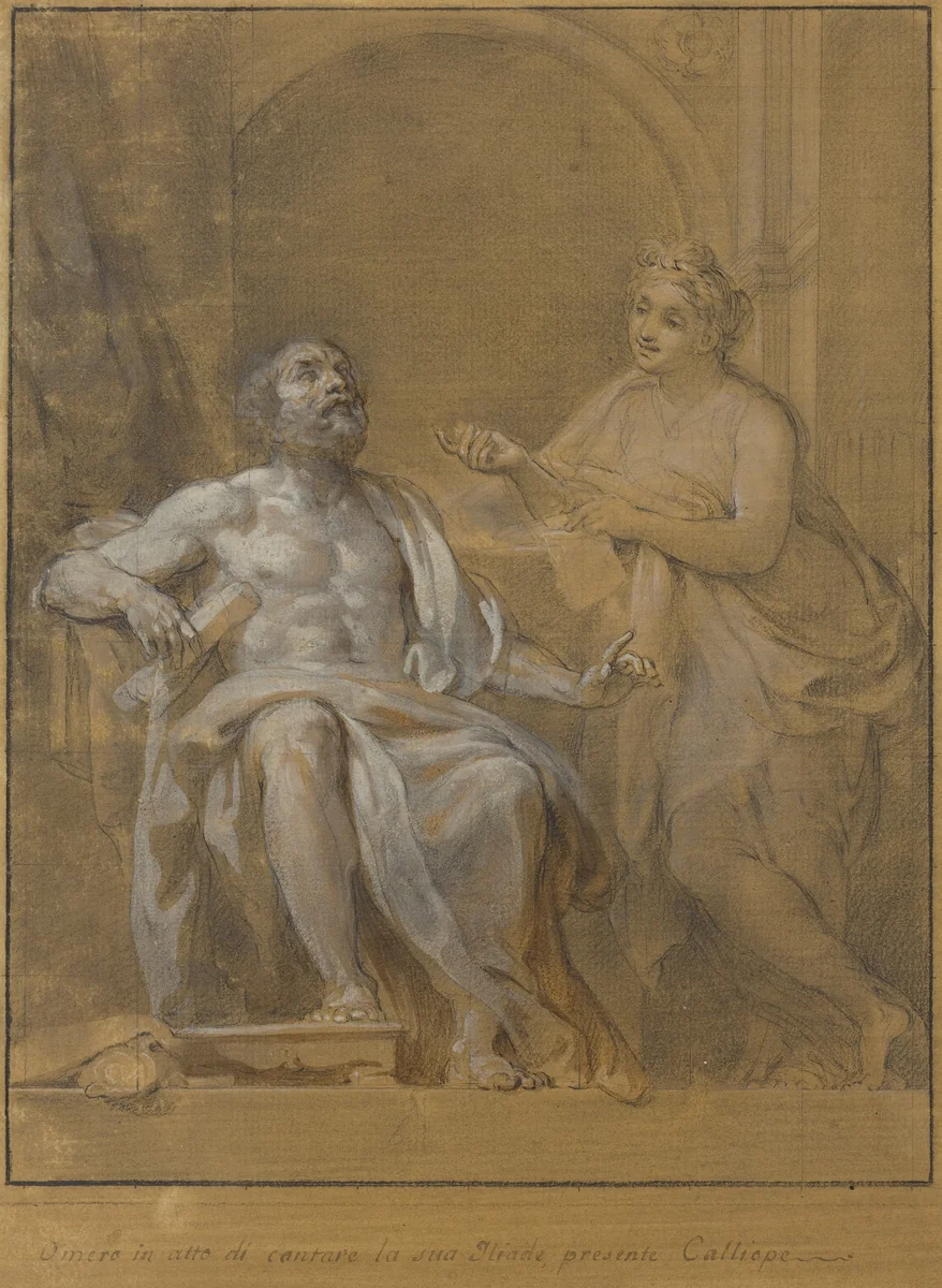 Homer and Calliope by Tommaso Conca, drawing, 1786