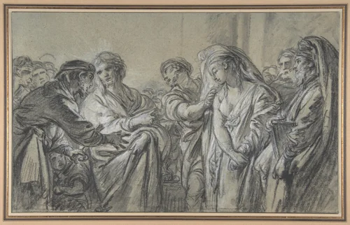 Christ and the Woman Taken in Adultery by François Boucher, drawing, 1710-1770
