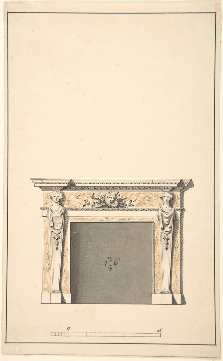 Design for a Fireplace by Sir Henry Cheere, drawing, 1721-1781
