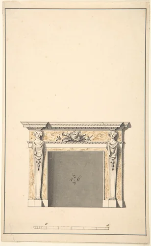 Design for a Fireplace by Sir Henry Cheere, drawing, 1721-1781