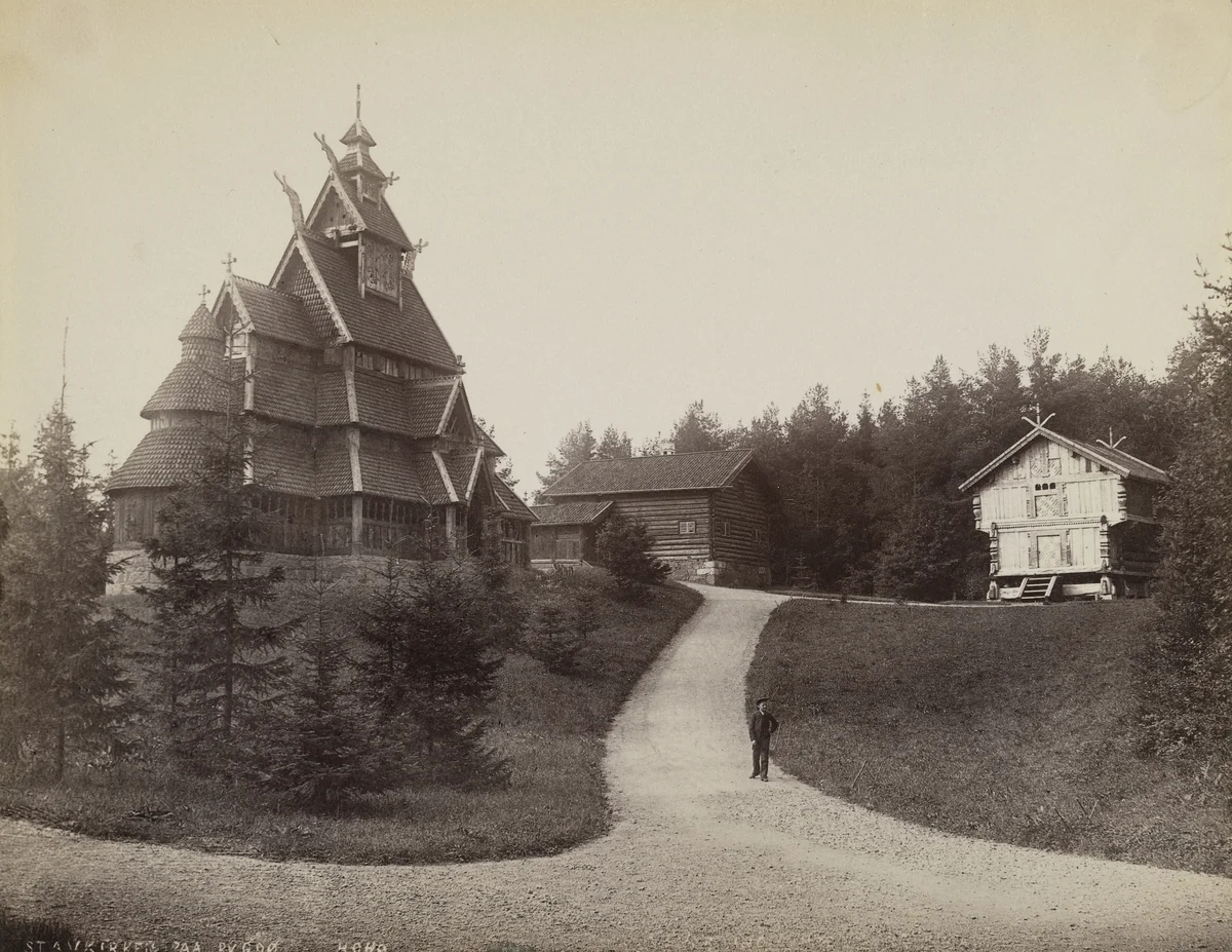 Stave Church in Bygdø by Olaf Martin Peder Væring, photograph, 1904