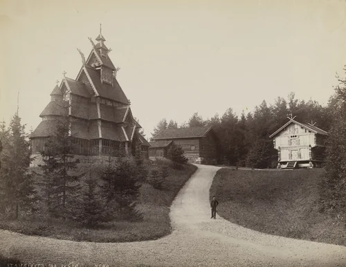 Stave Church in Bygdø by Olaf Martin Peder Væring, photograph, 1904