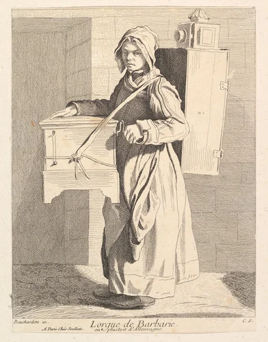 Organ Grinder by Anne Claude Philippe de Tubières, print, 1737